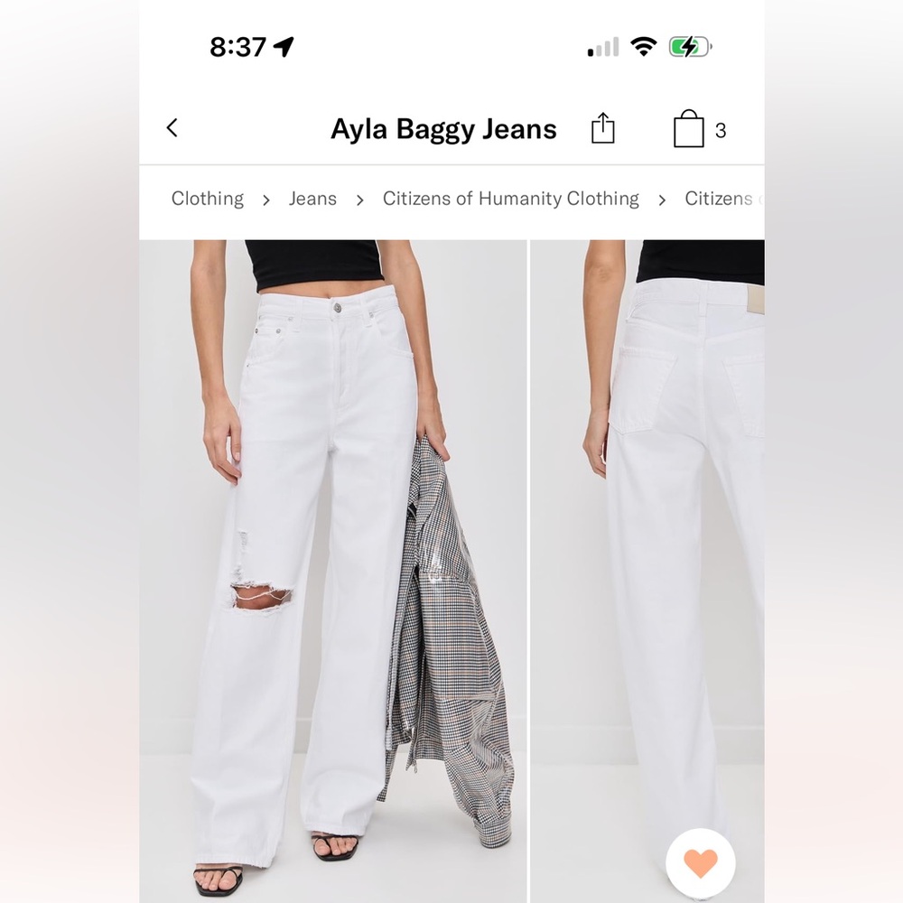 Citizens Of Humanity White Straight High-Rise Jeans. Ayla baggy